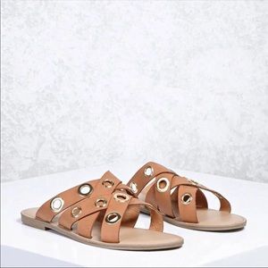 NWT faux leather grommet sandals